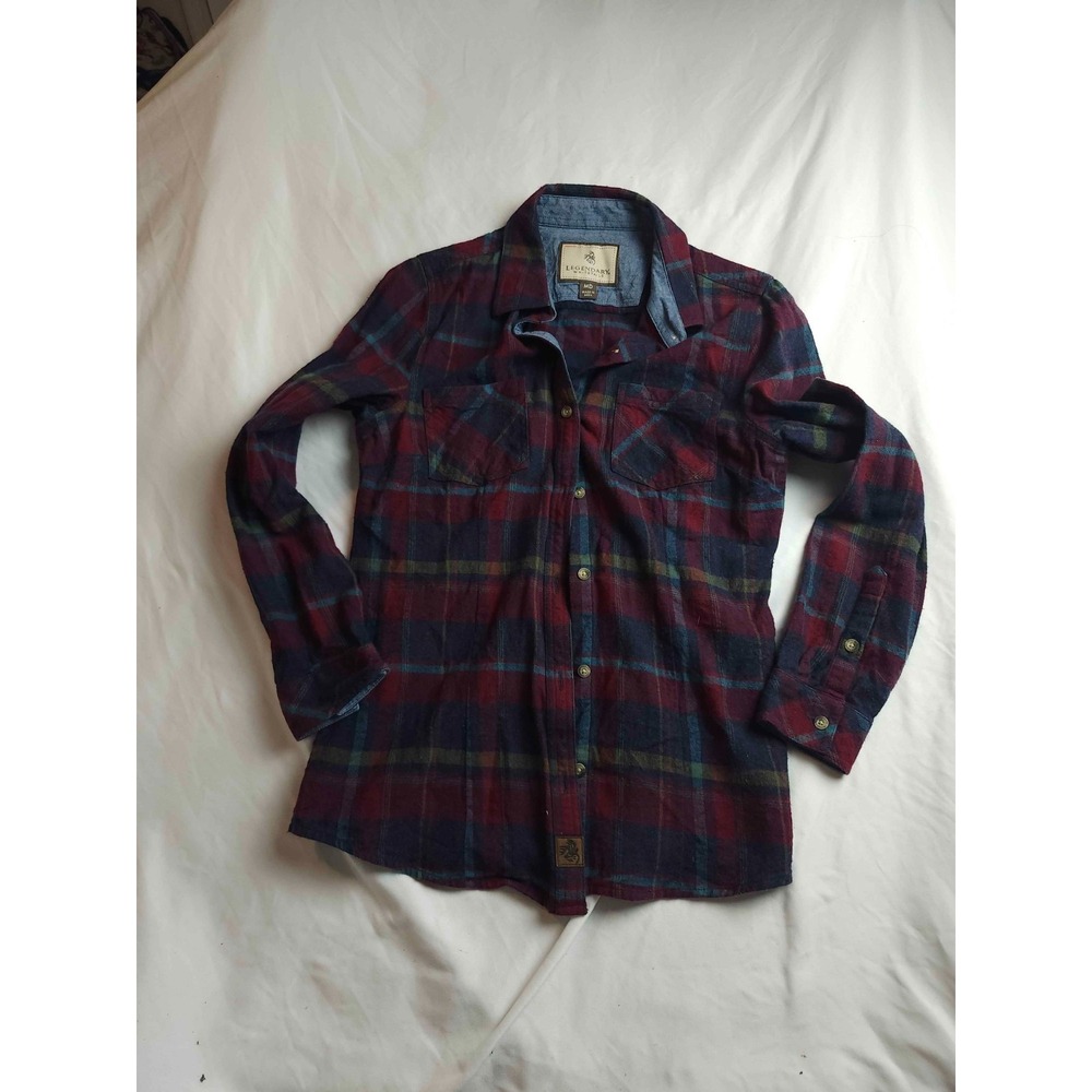 Legendary Whitetails Flannel Plaid Shirt Red Green Cotton Womens Long Sleeve M